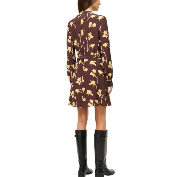 Staud Babs Flora Tie-Waist Shirt Dress in Earth Pressed Floral XS - Picture 3 of 5